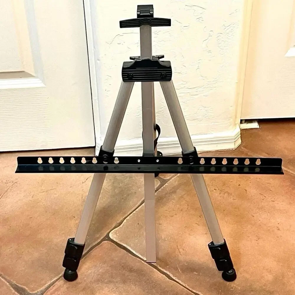 Folding Aluminum Easel Triangle Aluminum Easel Display Stand Silver Aluminum